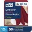 Picture of Tork Premium Linstyle Dinner Napkin Burgundy 40x40cm 1/4 Fold (Pack of 600)