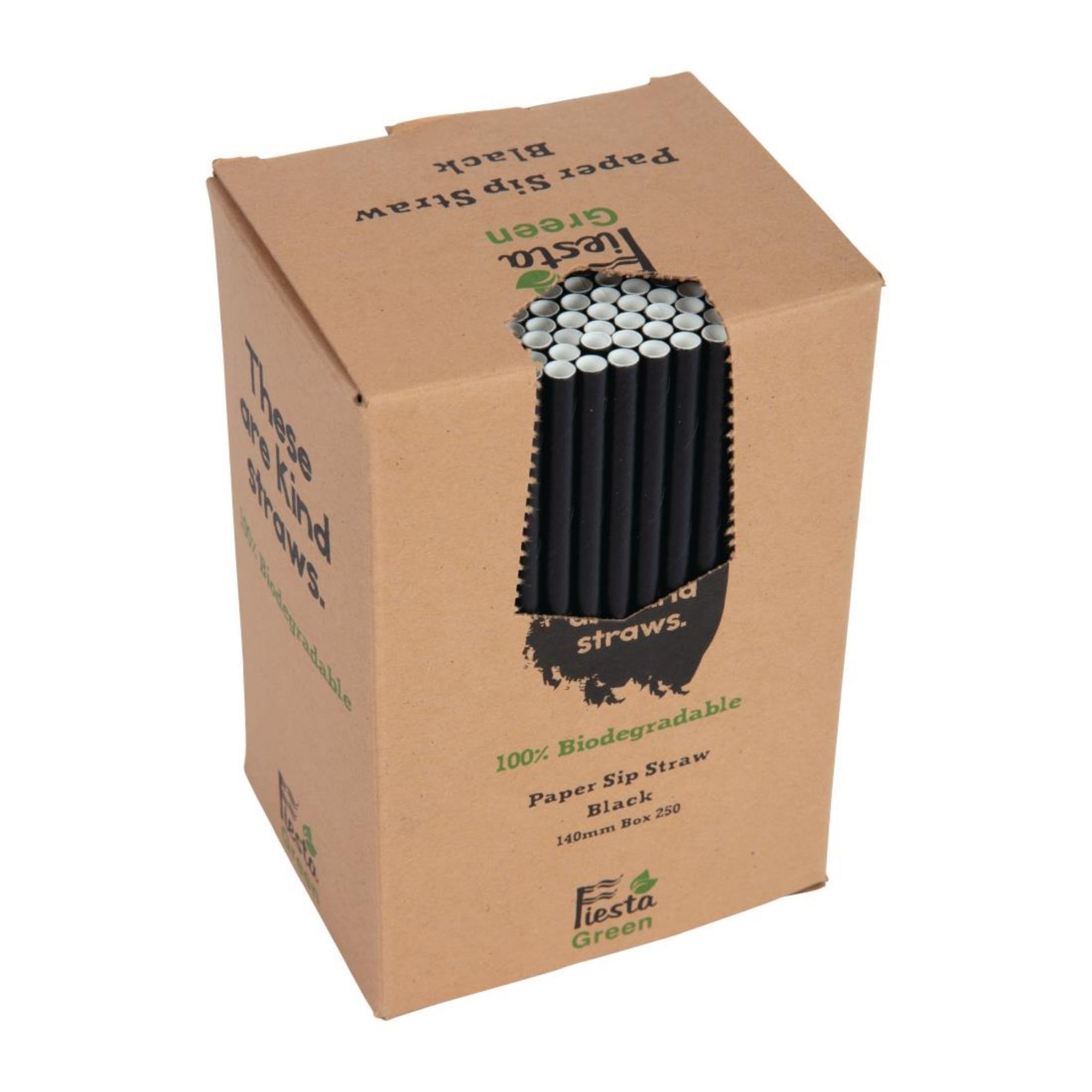 Picture of Fiesta Compostable Paper Cocktail Stirrer Straws Black (Pack of 250)