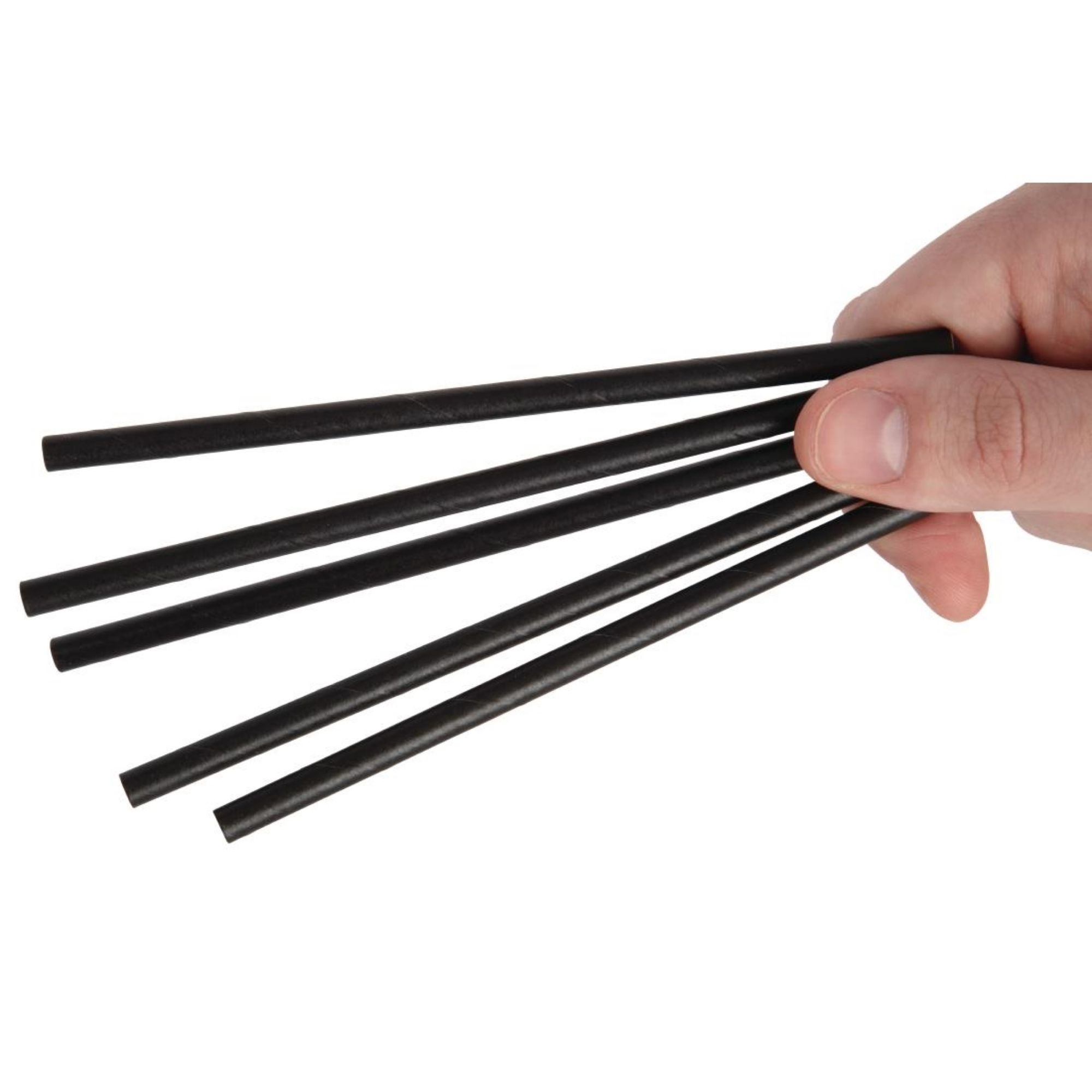 Picture of Fiesta Compostable Paper Cocktail Stirrer Straws Black (Pack of 250)