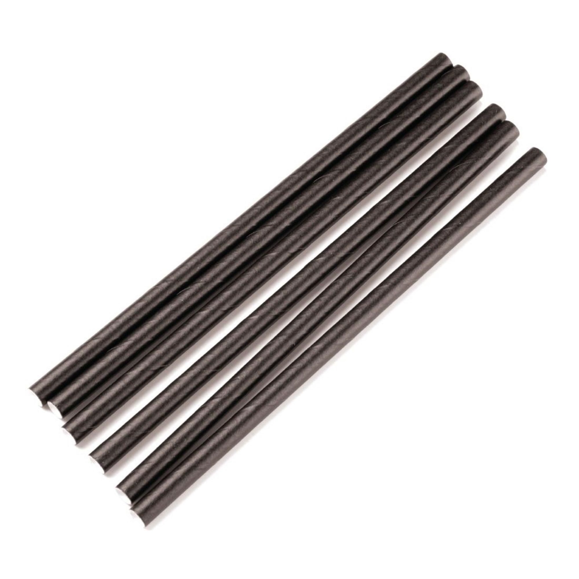 Picture of Fiesta Compostable Paper Cocktail Stirrer Straws Black (Pack of 250)