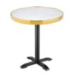 Picture of Bolero Round Marble Tabletop with Brass Effect Rim White 600mm