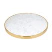 Picture of Bolero Round Marble Tabletop with Brass Effect Rim White 600mm