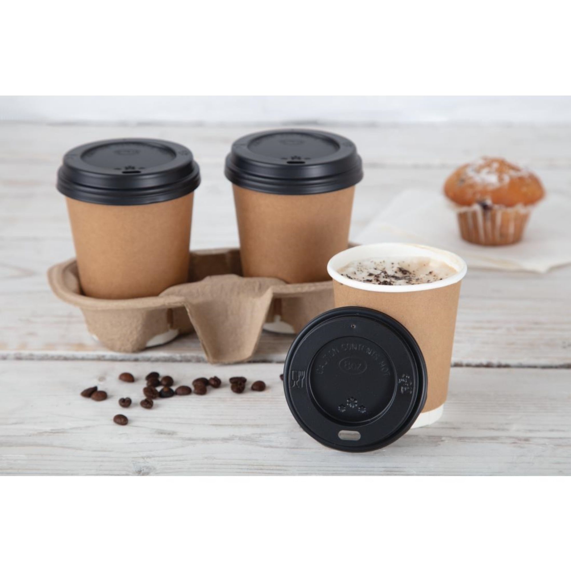 Picture of Fiesta Recyclable Coffee Cup Lids Black 225ml / 8oz (Pack of 50)