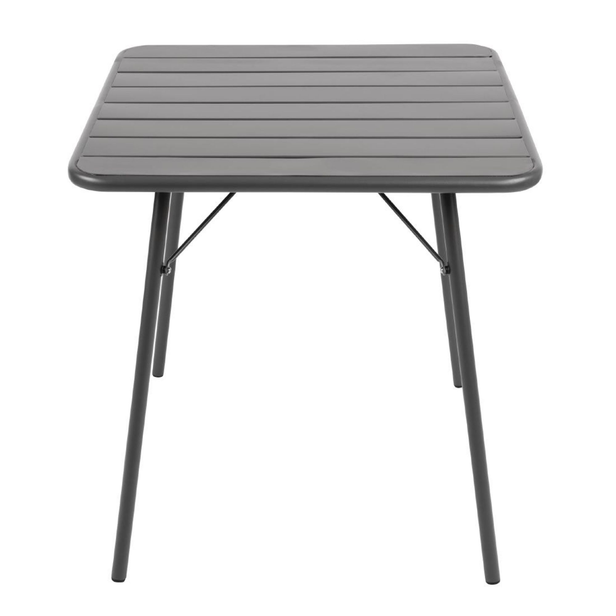 Picture of Bolero Square Slatted Steel Table Grey 700mm