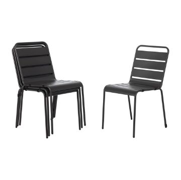 Picture of Bolero Slatted Steel Side Chairs Grey (Pack of 4)