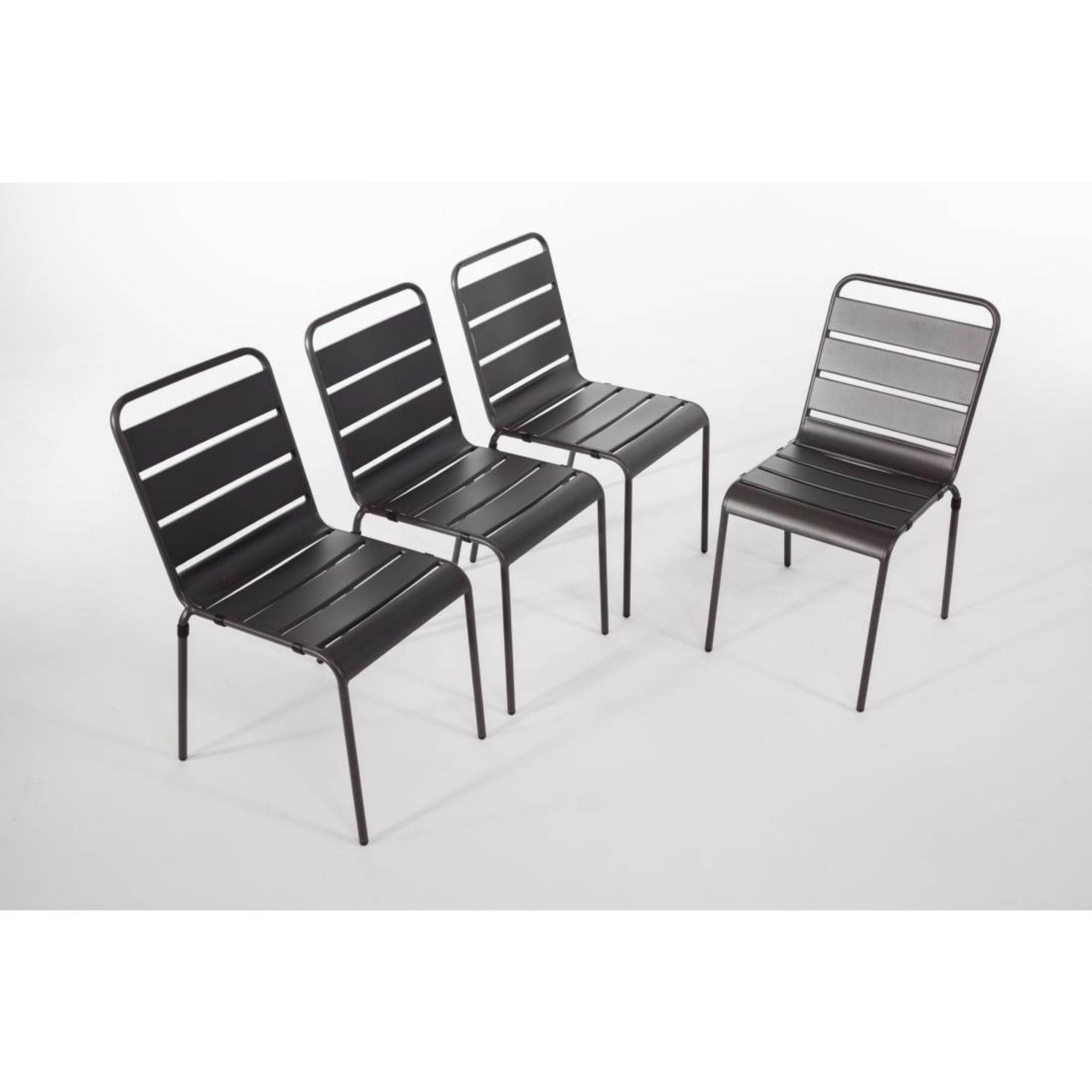 Picture of Bolero Slatted Steel Side Chairs Grey (Pack of 4)