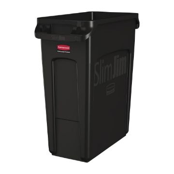 Picture of Rubbermaid Slim Jim Bin with Venting Channels Black 60Ltr