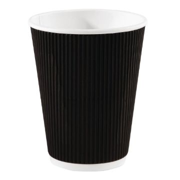 Picture of Fiesta Recyclable Coffee Cups Ripple Wall Black 340ml / 12oz (Pack of 500)