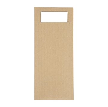 Picture of Europochette Brown Cutlery Pouch with White Napkin (Pack of 500)