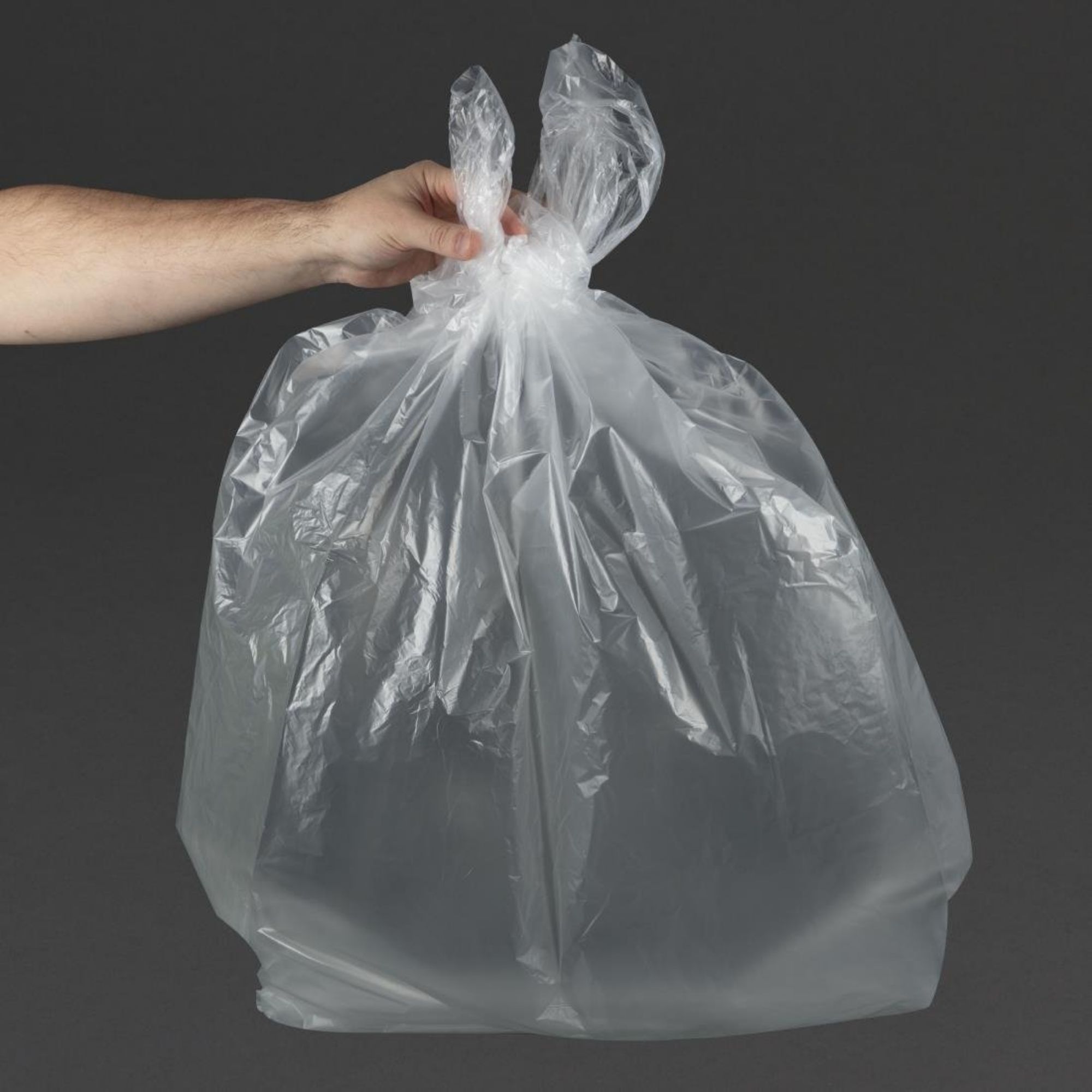 Picture of Jantex Medium Duty Recycled Bin Bag 12kg 90 ltr Clear (Pack of 200)