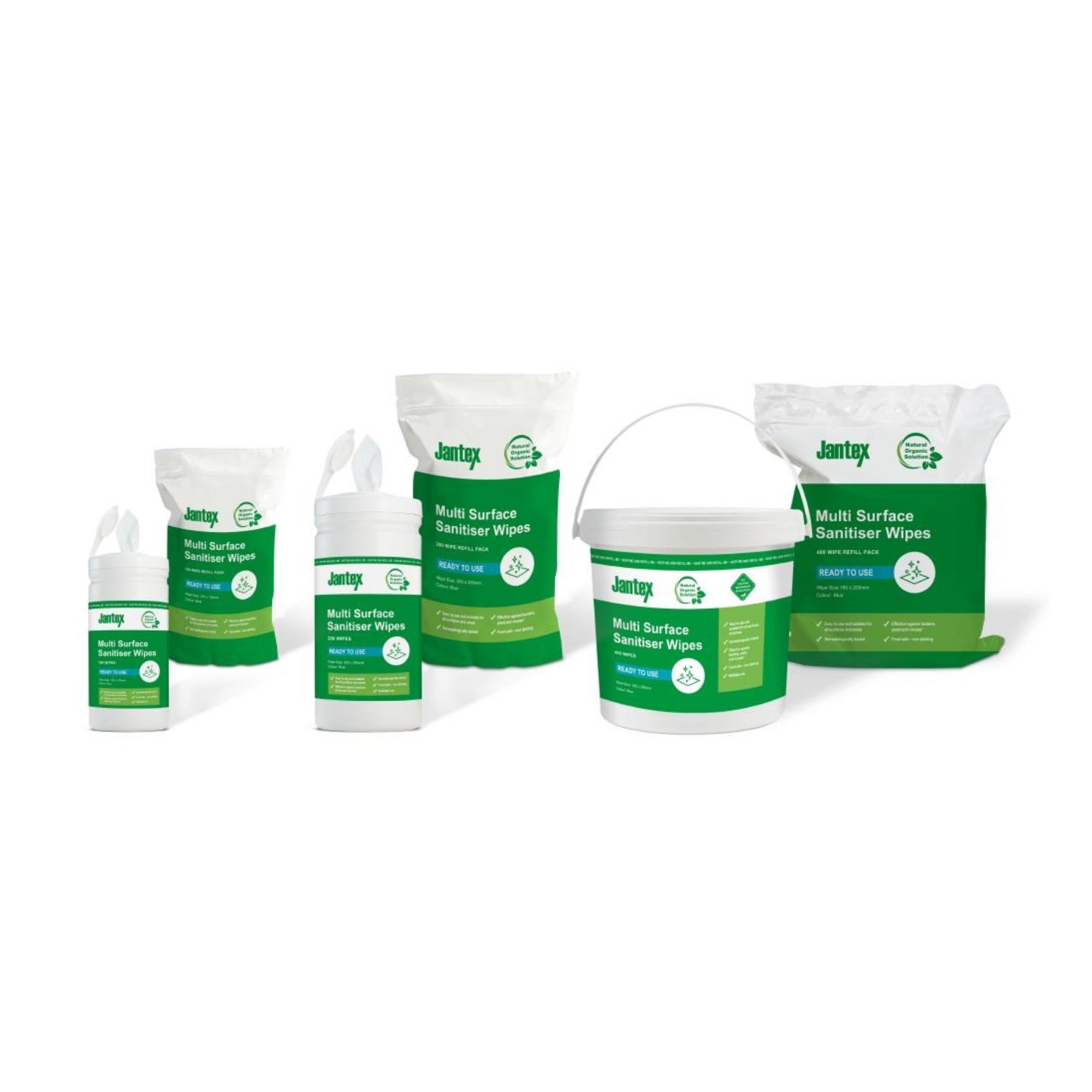 Picture of Jantex Green Surface Sanitiser Wipes Refill Pack 200mm (Pack of 400)
