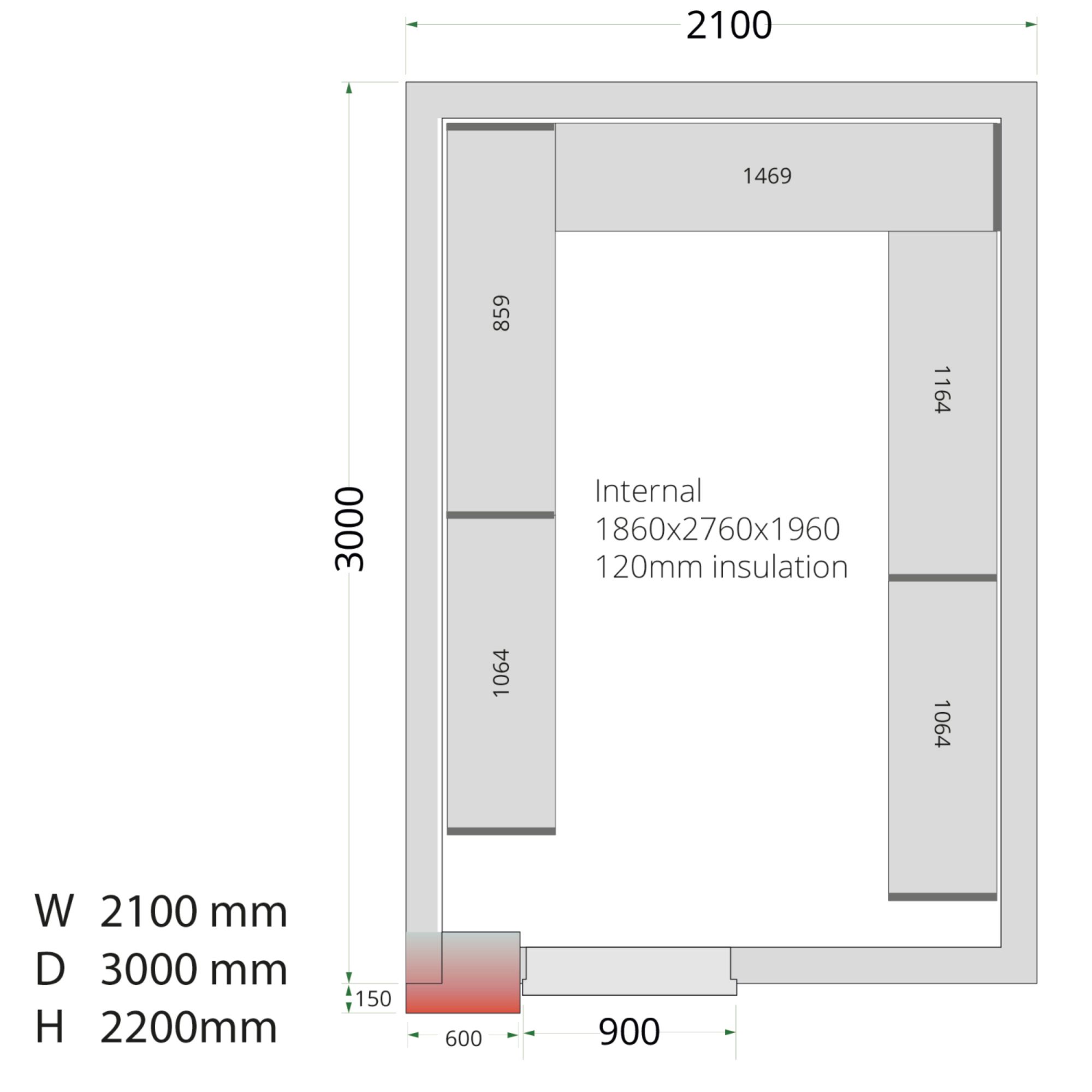Picture of Tefcold CRNF2424 Freezer Room (Freezing) H2200 x W2400 x D2400