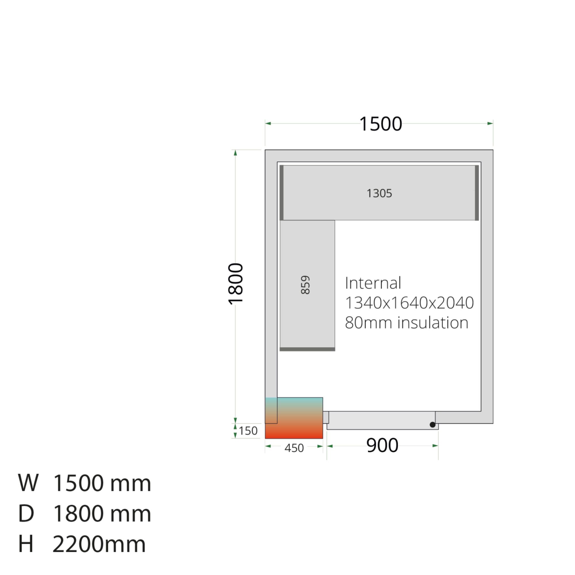 Picture of Tefcold CRPF1518 Coldroom (Cooling) H2200 x W1500 x D1800