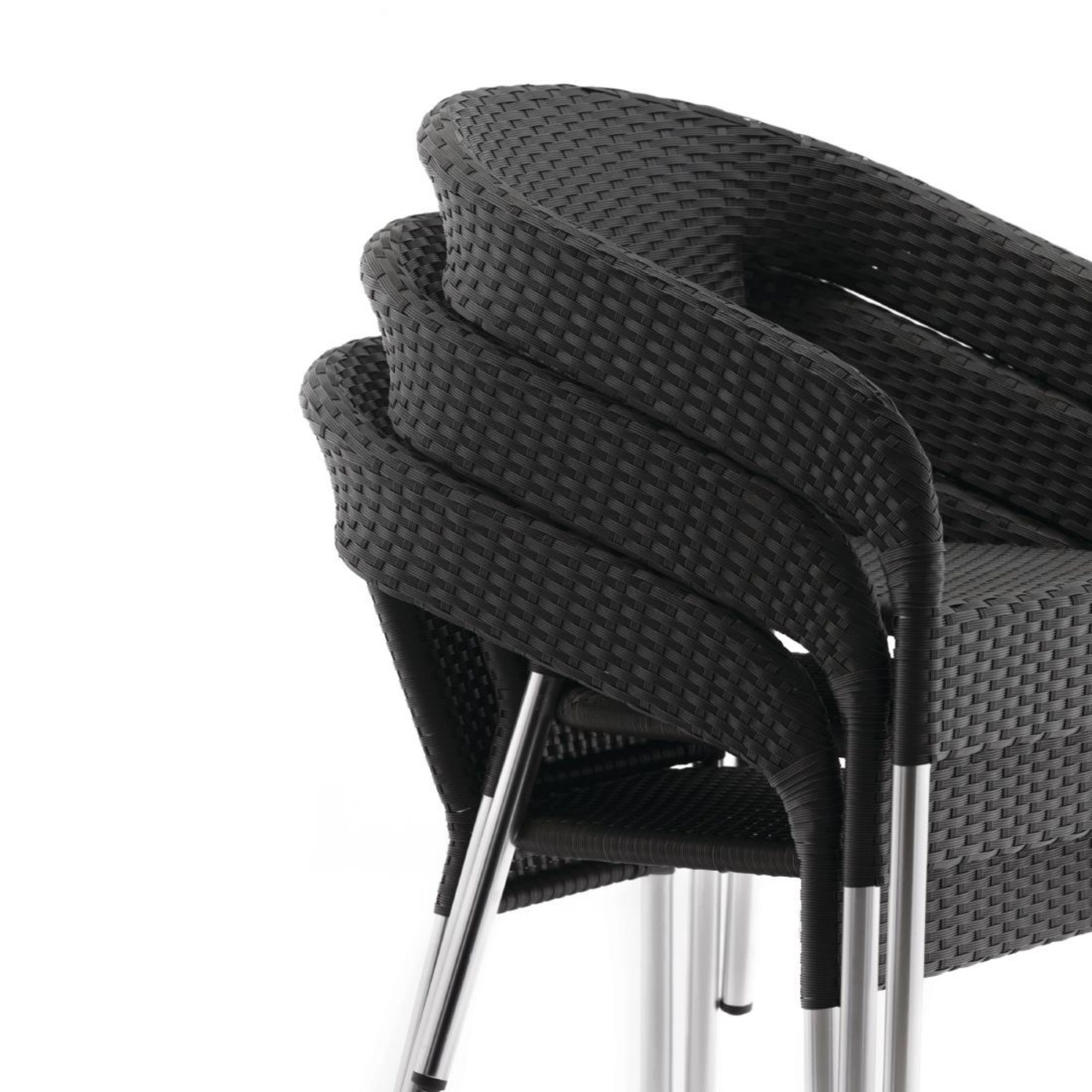 Picture of Bolero Wicker Wraparound Bistro Chairs Charcoal (Pack of 4)