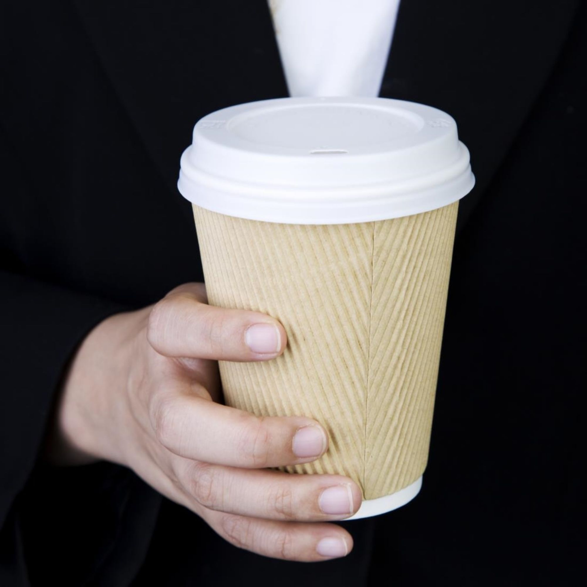 Picture of Fiesta Recyclable Coffee Cup Lids White 340ml / 12oz and 455ml / 16oz (50 Pack)
