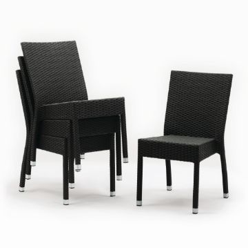 Picture of Bolero PE Wicker Side Chairs Charcoal (Pack of 4)