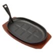 Picture of Olympia Cast Iron Oval Sizzler with Wooden Stand 28cm