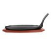 Picture of Olympia Cast Iron Oval Sizzler with Wooden Stand 28cm
