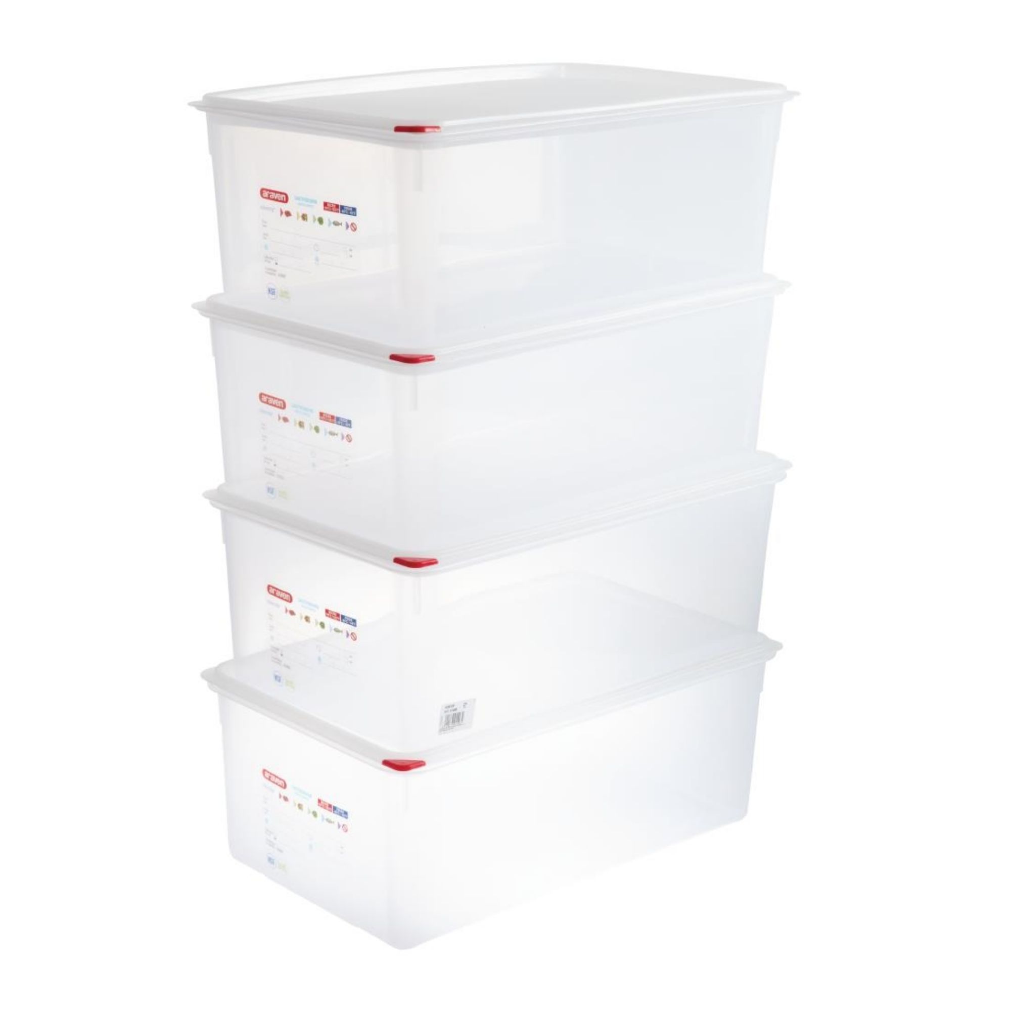 Picture of Araven Polypropylene 1/1 Gastronorm Food Storage Box 28Ltr (Pack of 4)