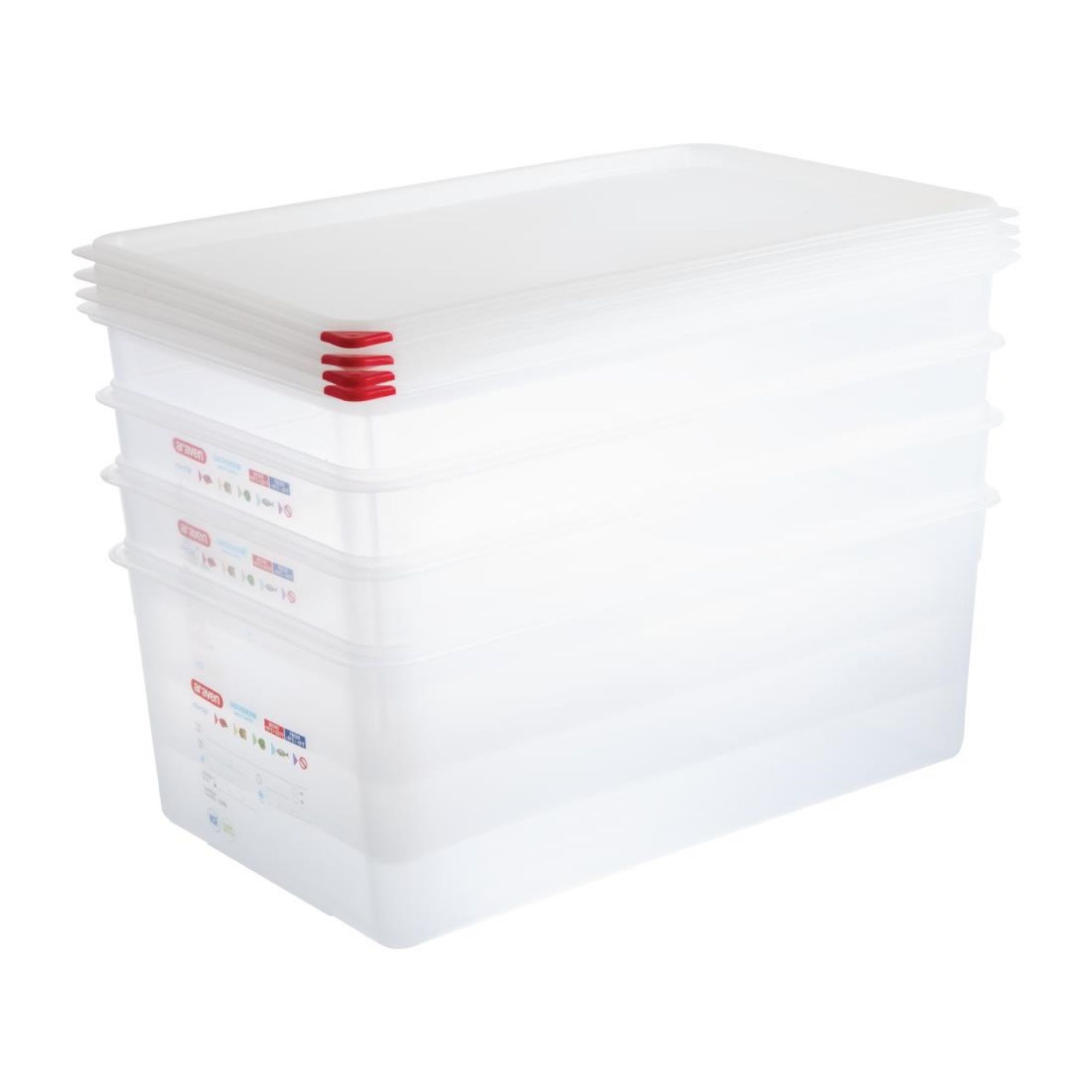 Picture of Araven Polypropylene 1/1 Gastronorm Food Storage Box 28Ltr (Pack of 4)