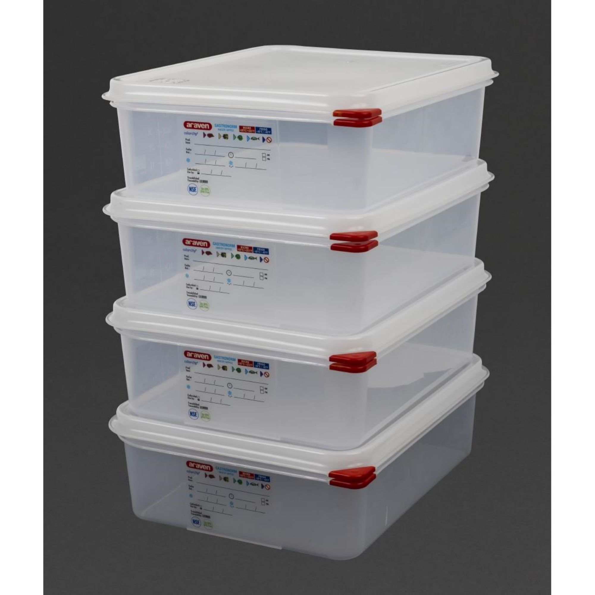 Picture of Araven Polypropylene 1/2 Gastronorm Food Container 6.5Ltr (Pack of 4)