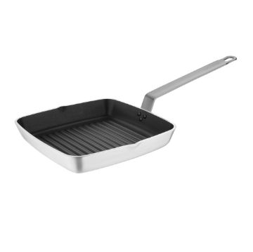 Picture of Vogue Aluminium Square Non-Stick Teflon Ribbed Skillet Pan 24cm