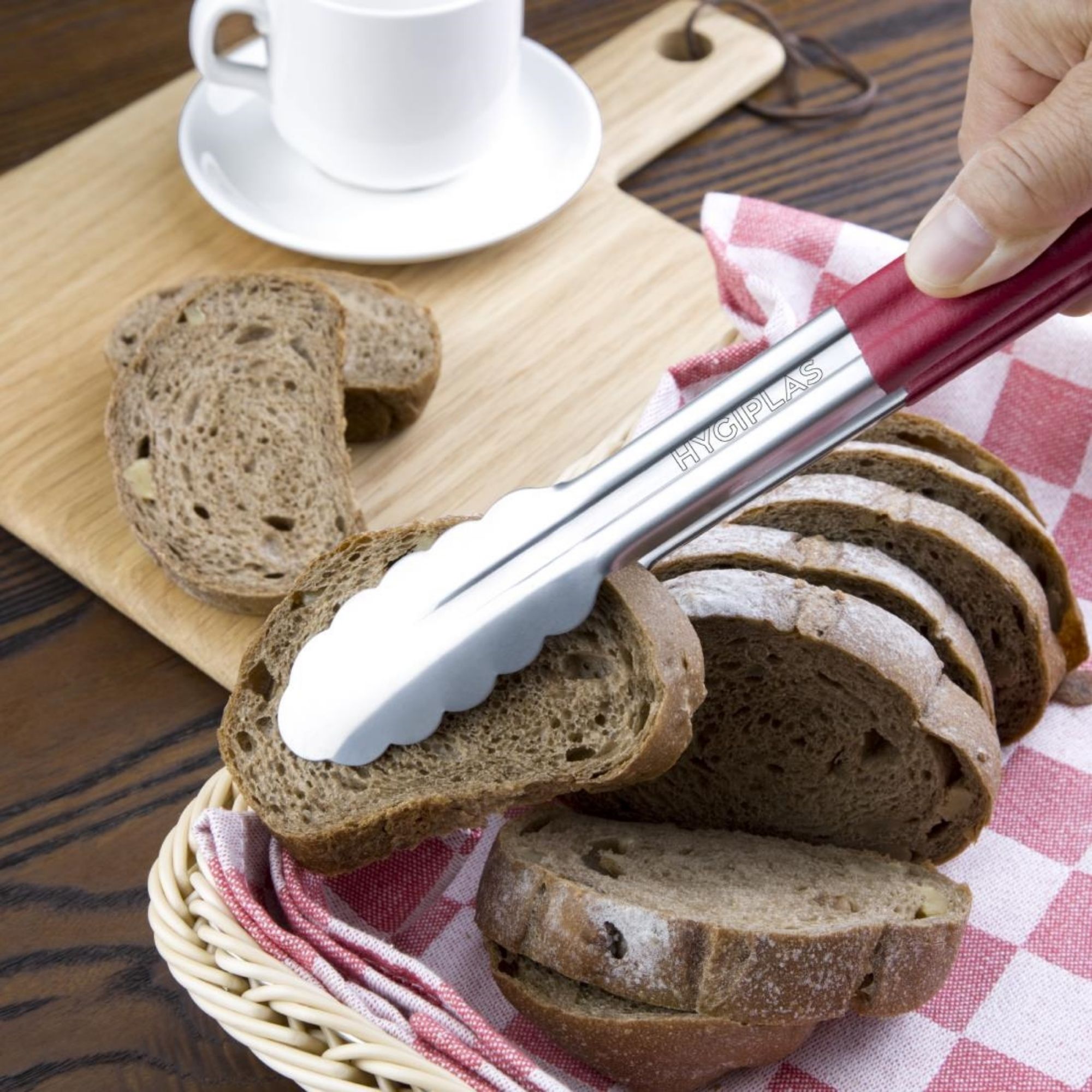 Picture of Hygiplas Colour Coded Red Serving Tongs 300mm