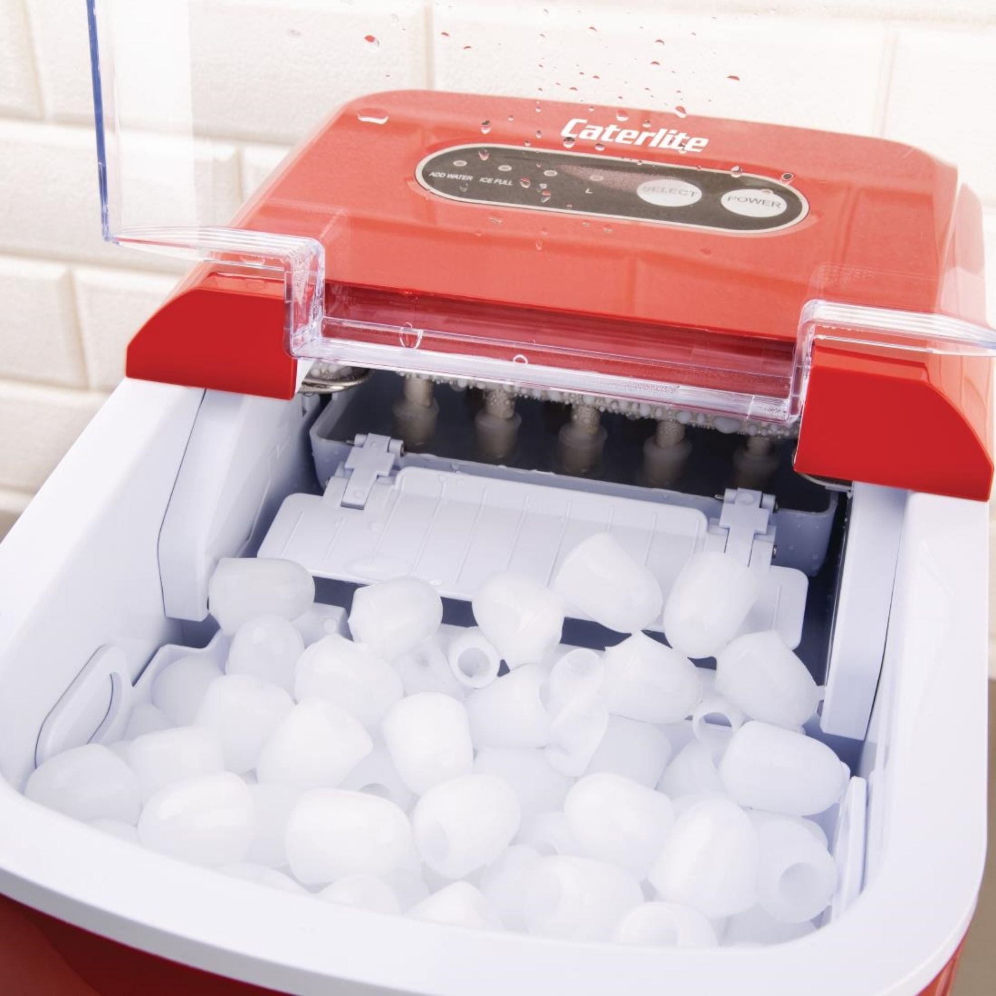Picture of Caterlite Countertop Manual Fill Ice Machine Red