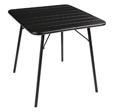 Picture of Bolero Square Slatted Steel Table Black 700mm