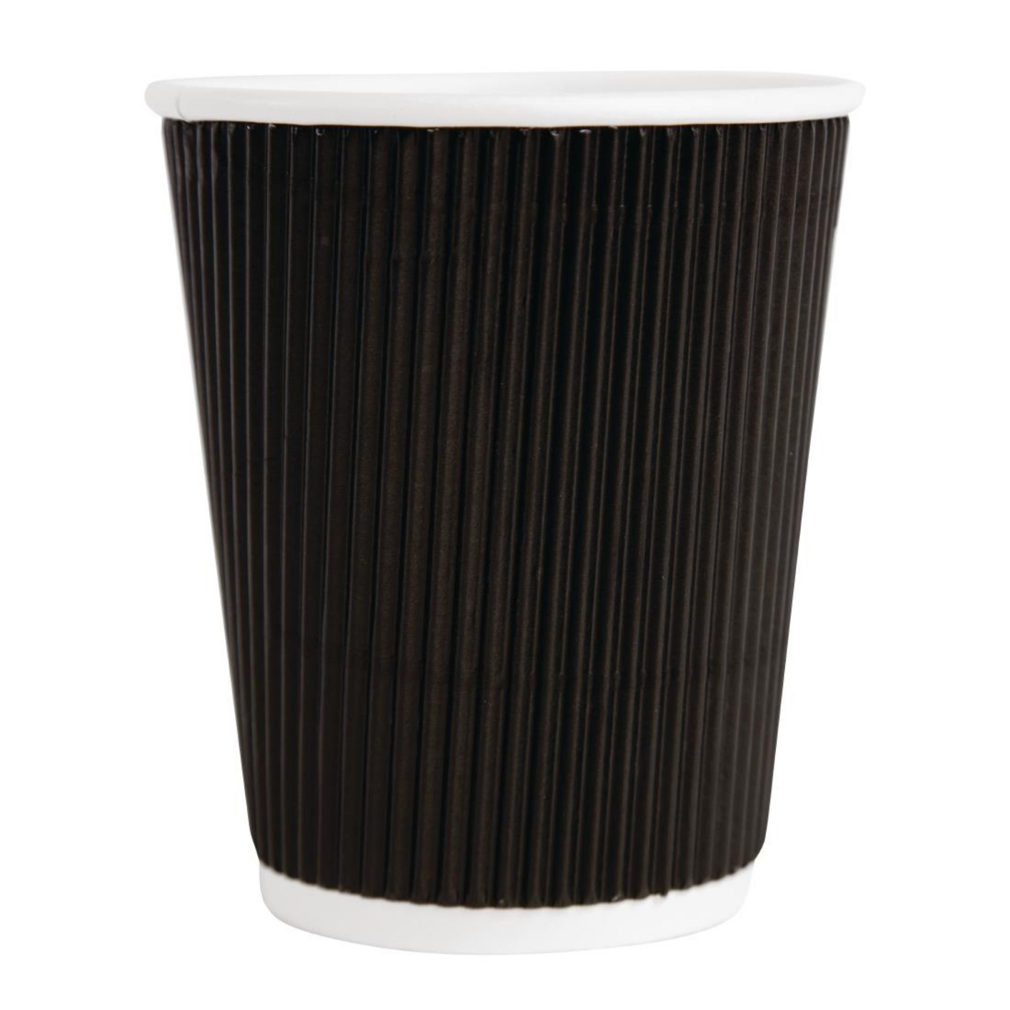 Picture of Fiesta Recyclable Coffee Cups Ripple Wall Black 225ml / 8oz (Pack of 25)