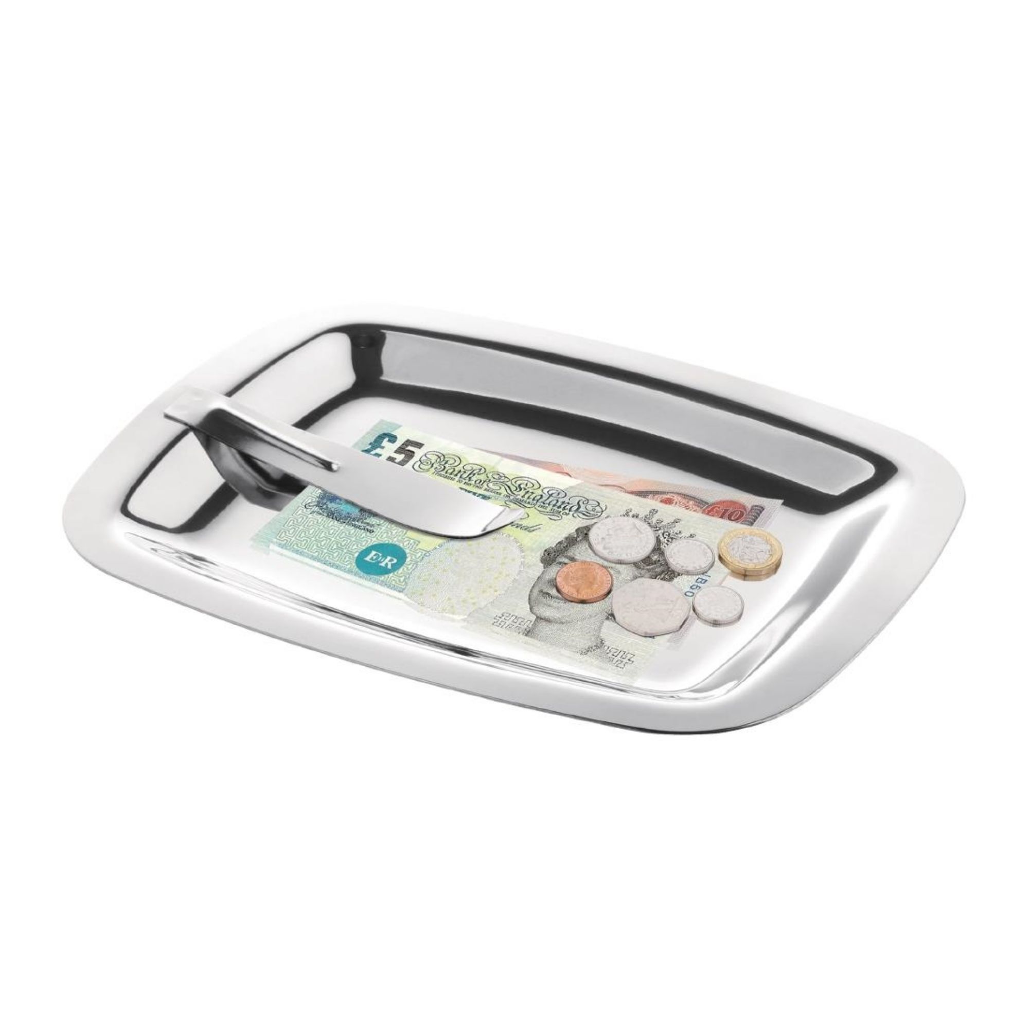 Picture of Olympia Square Stainless Steel Tip Tray With Bill Clip
