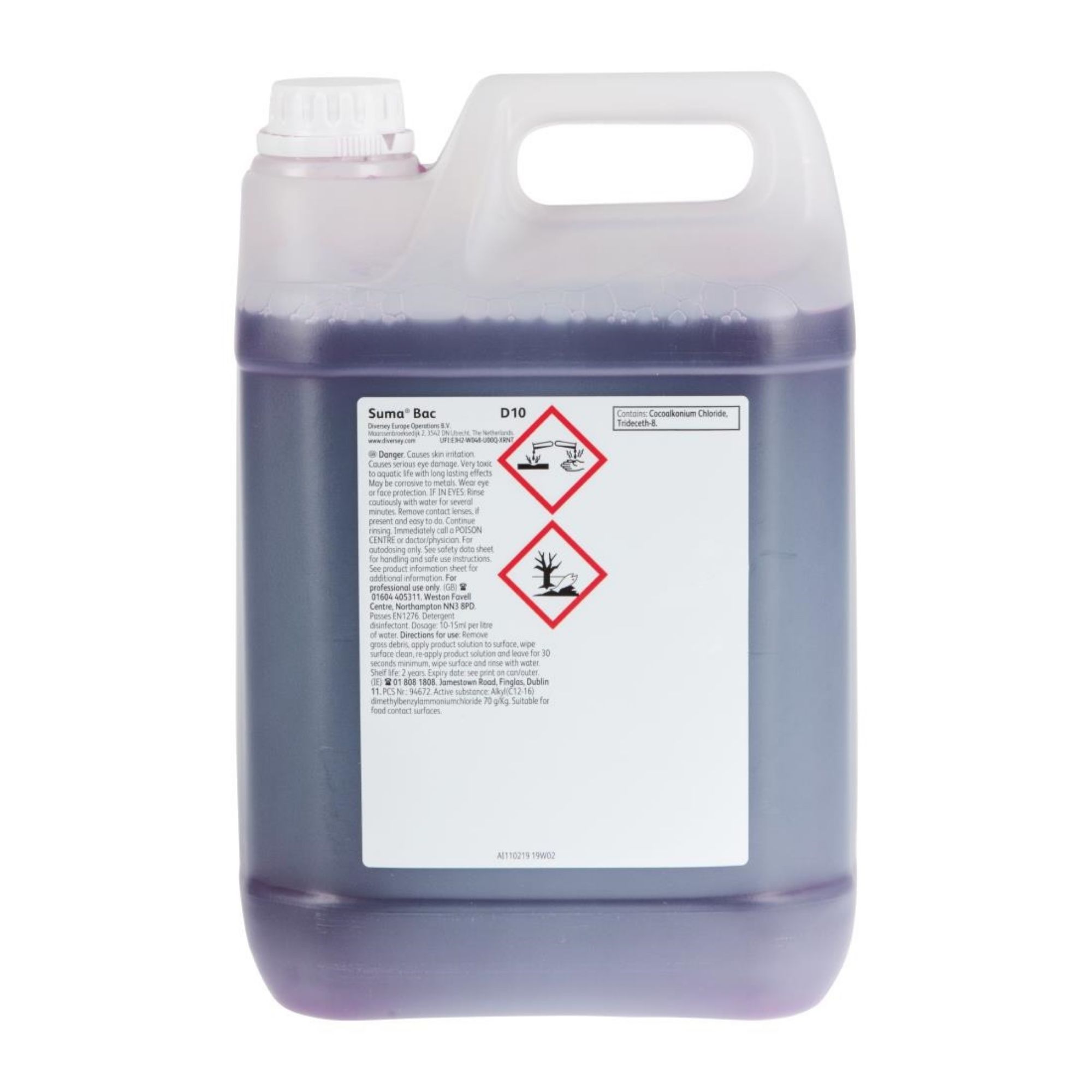 Picture of Suma Bac D10 Cleaner and Sanitiser Concentrate 5Ltr (Pack of 2)