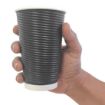 Picture of Fiesta Recyclable Ripple Wall Takeaway Coffee Cups Black 455ml / 16oz (Pack of 500)