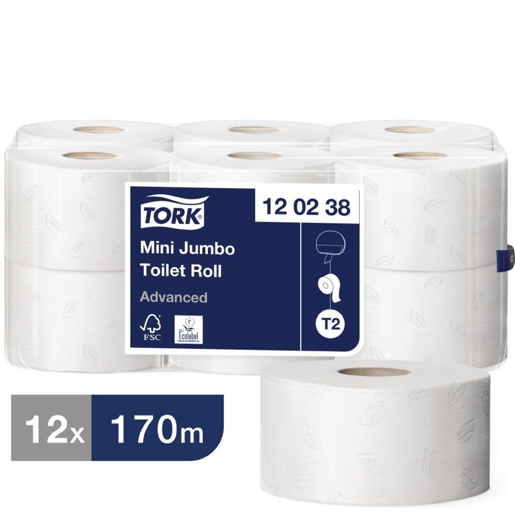 Picture of Tork Mini Jumbo Toilet Paper 2-Ply 170m (12 pack)
