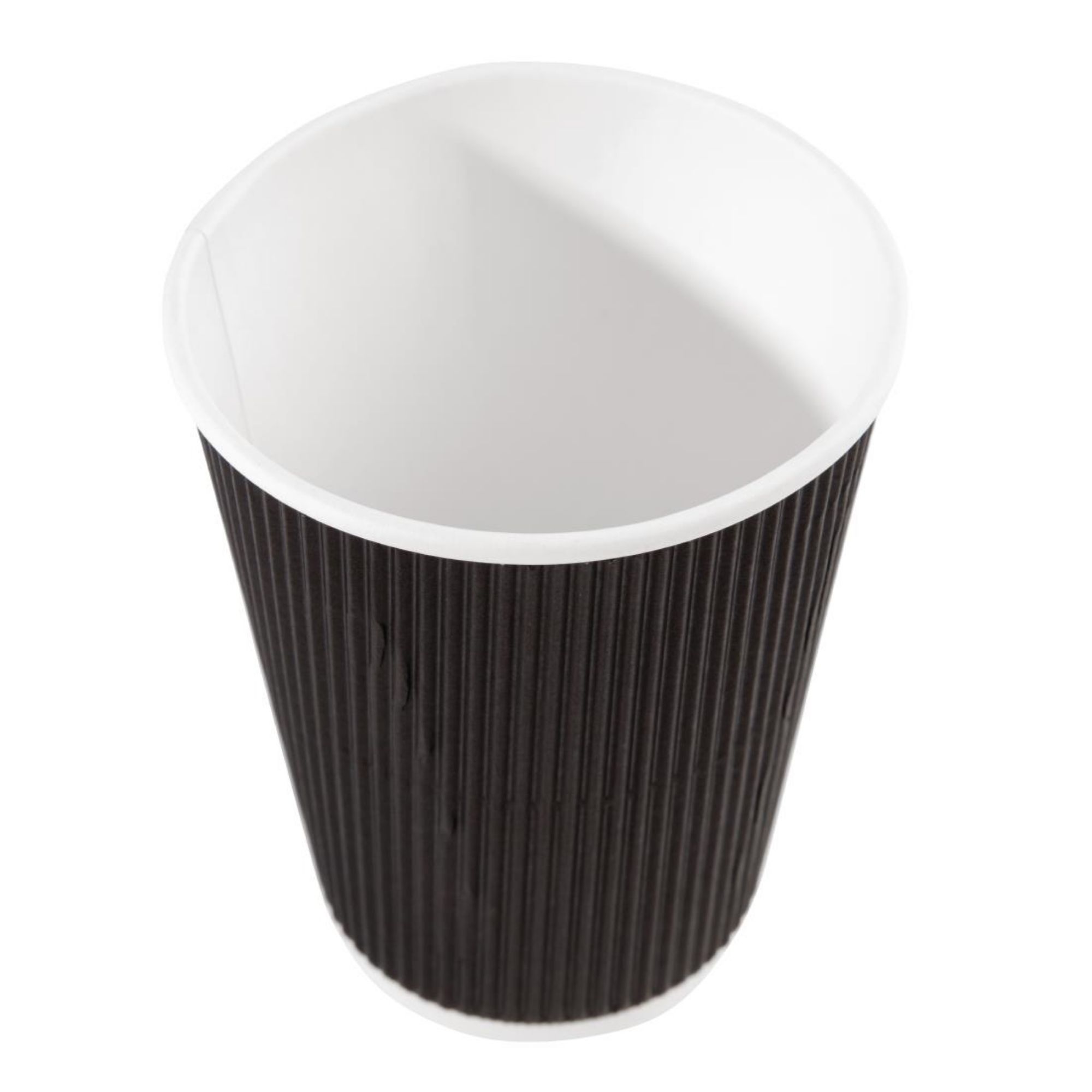 Picture of Fiesta Recyclable Coffee Cups Ripple Wall Black 340ml / 12oz (Pack of 25)