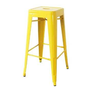 Picture of Bolero Bistro Yellow Steel High Stool (Pack of 4)
