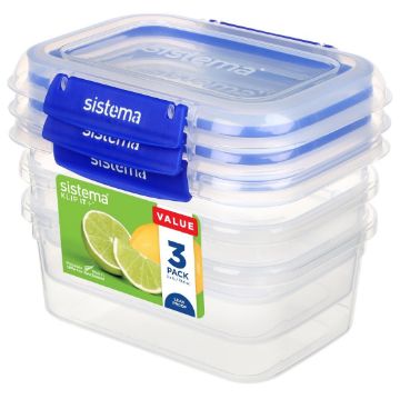 Picture of Sistema Klip It Plus Storage Containers 1Ltr (Pack of 3)