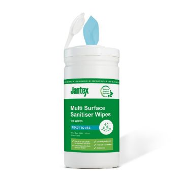 Picture of Jantex Green Probe Sanitiser Wipes Starter Tub 130mm (100 Pack)