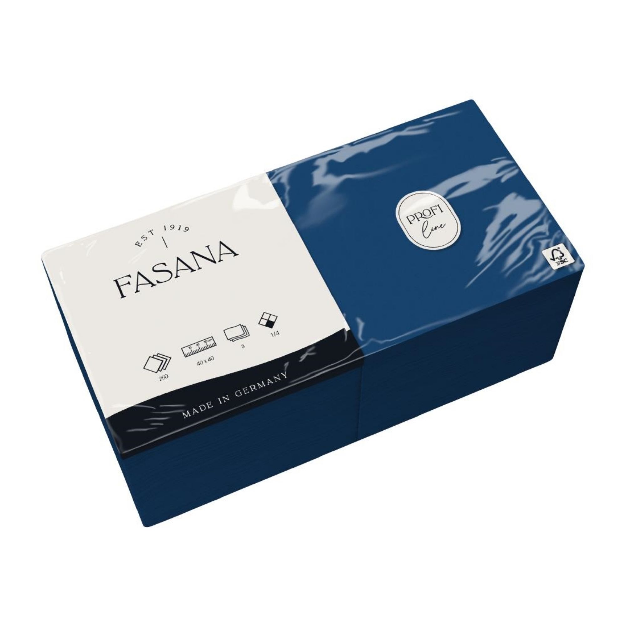 Picture of Fasana Dinner Napkin Blue 40x40cm 3ply 1/4 Fold (Pack of 1000)