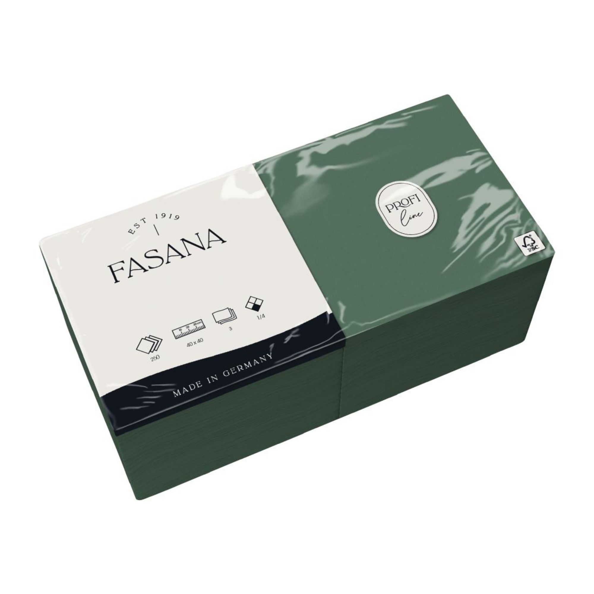 Picture of Fasana Dinner Napkin Green 40x40cm 3ply 1/4 Fold (Pack of 1000)