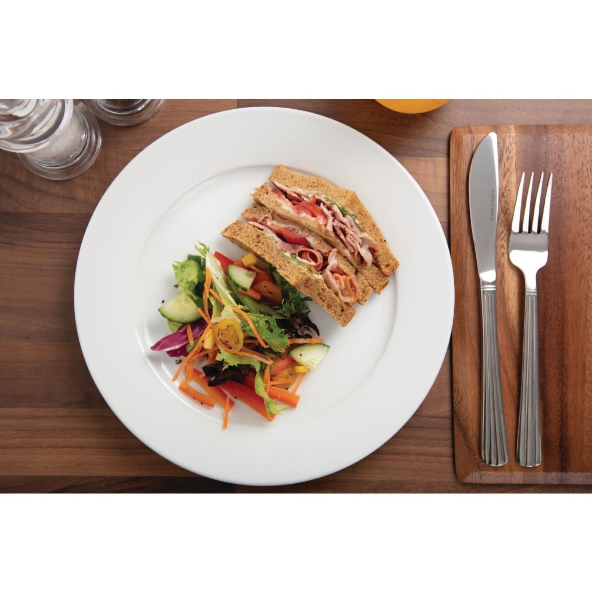Picture of Olympia Whiteware Wide Rimmed Plates 250mm (Pack of 12)