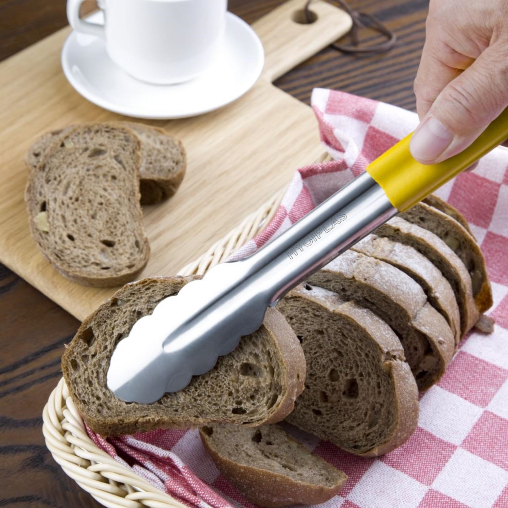 Picture of Hygiplas Colour Coded Yellow Serving Tongs 300mm