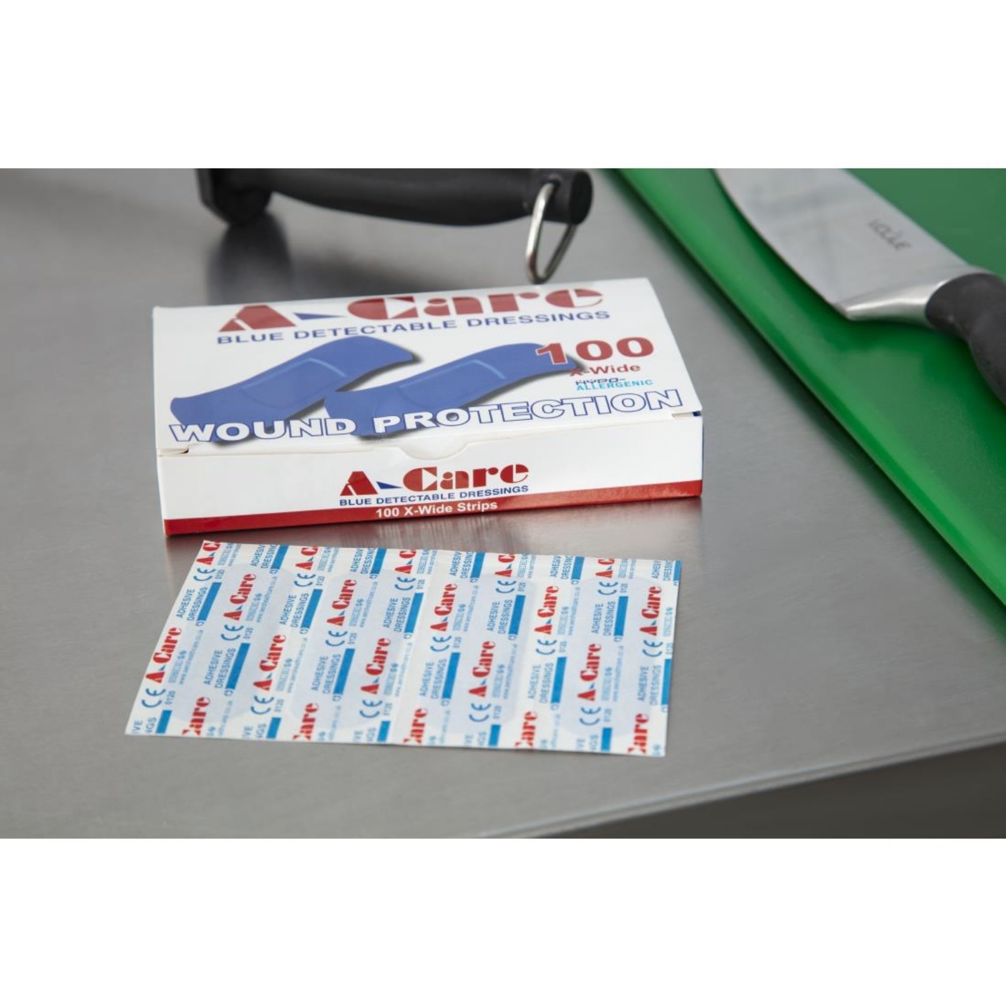 Picture of A-care detectable blue plasters extra wide strip 75X25MM (100 Pack)