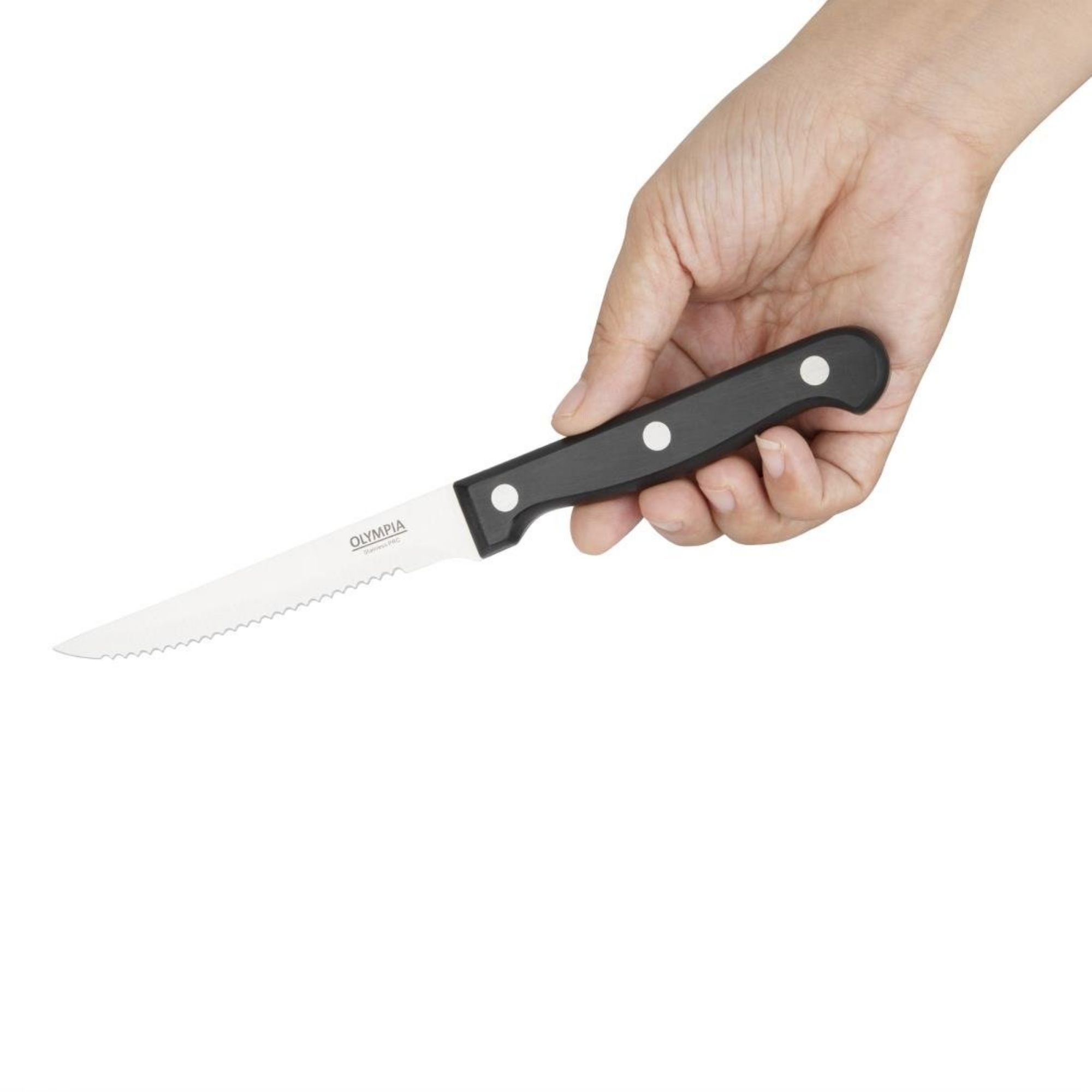 Picture of Olympia Serrated Steak Knives Black Handle (12 Pack)