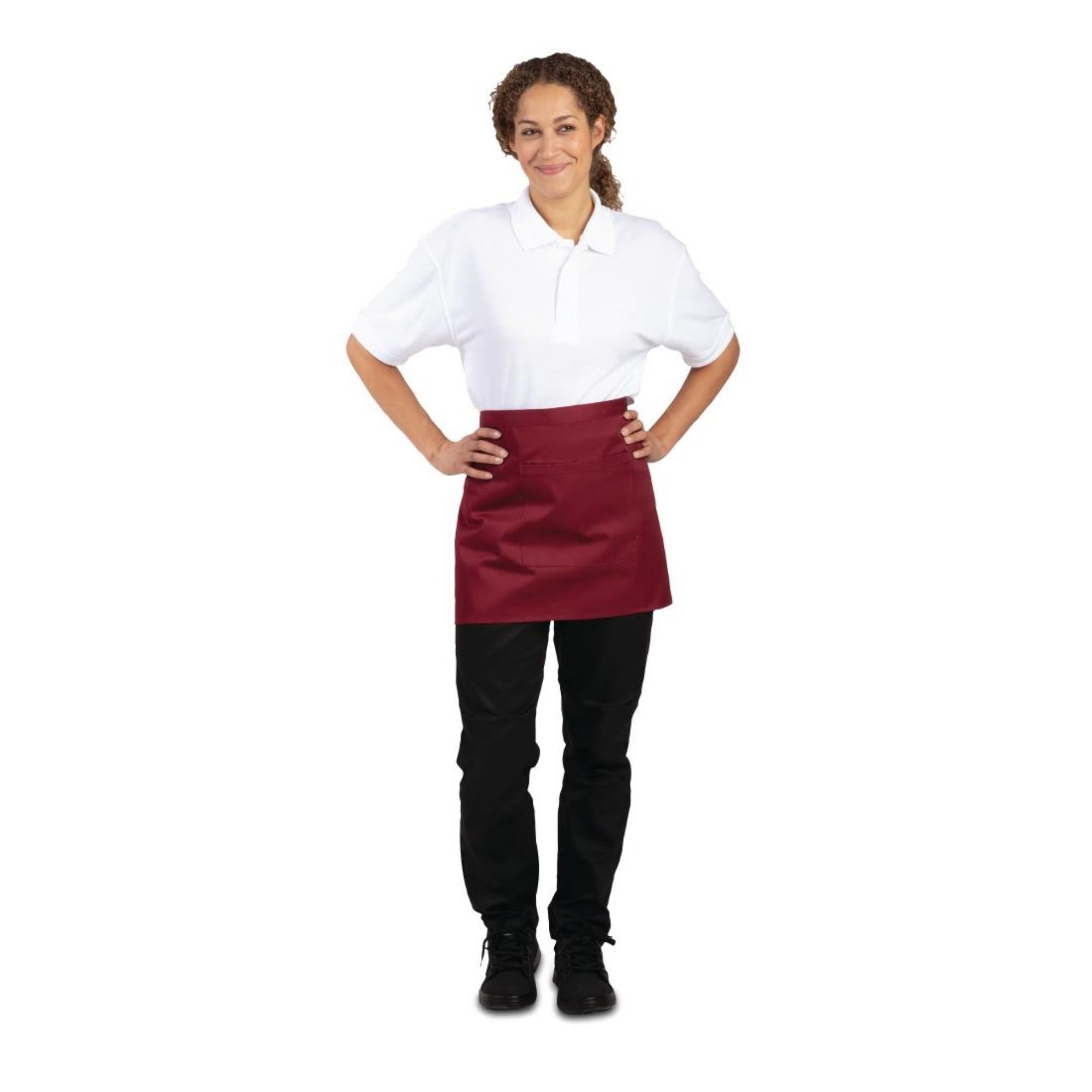 Picture of Whites Short Bistro Apron Burgundy