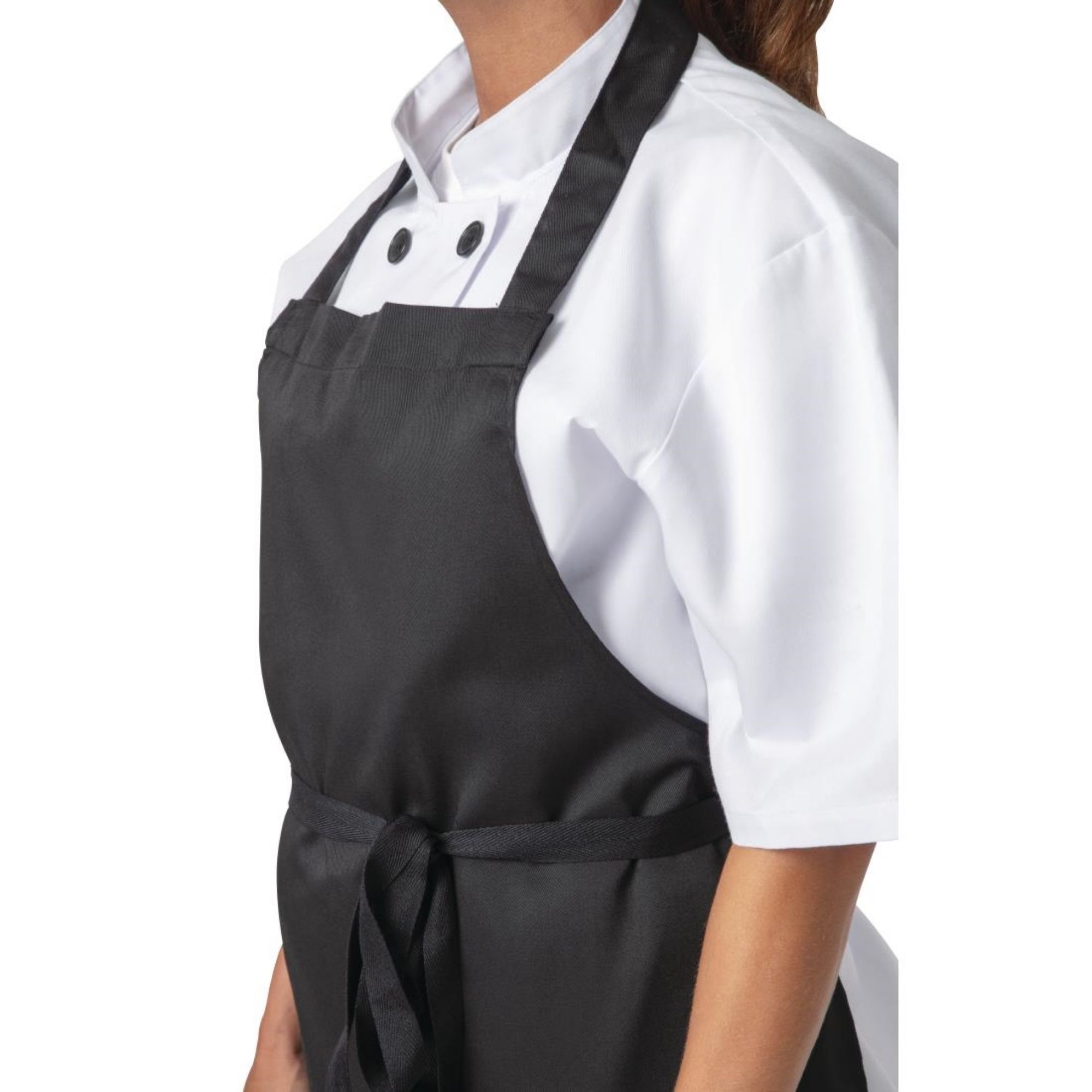 Picture of Nisbets Essentials Bib Aprons Polycotton Black (Pack of 2)