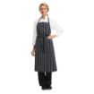 Picture of Chef Works Premium Woven Bib Apron Navy and White Stripe