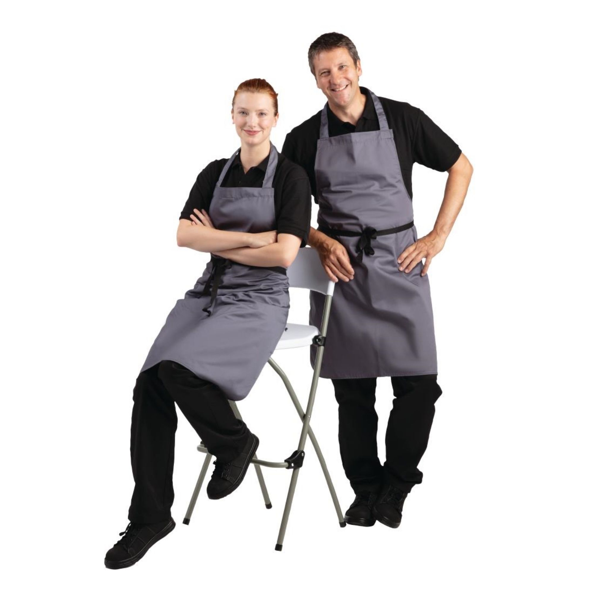 Picture of Whites Polycotton Bib Apron Charcoal