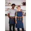 Picture of Southside X-Cross Back Apron Denim Blue Tan Ties