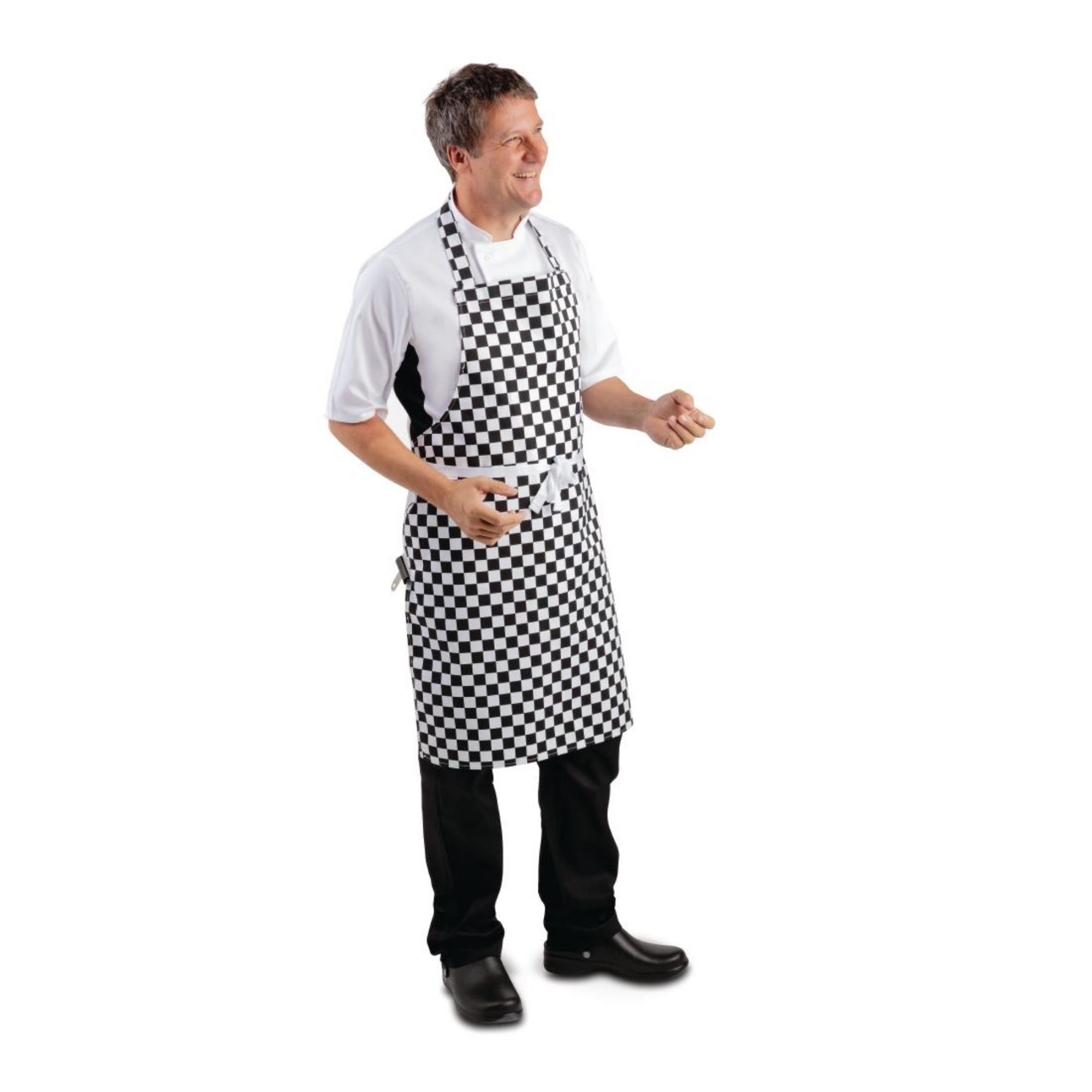 Picture of Whites Bib Apron Black and White Check